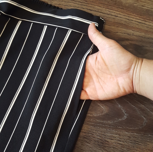 Jones Studio Black Striped Wide Leg Pants Sz Large - Picture 4 of 5